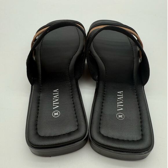 Vivaia Doris Square Toe Slide Sandal Old Money Knit Comfort Black Brown 7-7.5 - Picture 5 of 7